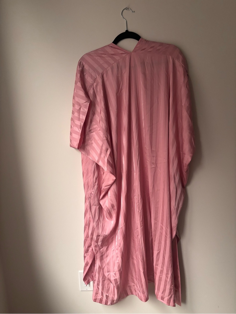 Satin Pink Kimono-Style Lounge Robe - Picture 5 of 6